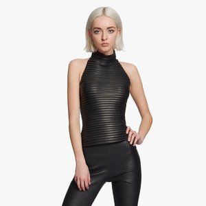 Jitrois Black Stretch Leather Massai Top $3500